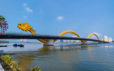 The most beautiful Viewpoint Dragon Bridge da nang city, vietnam. clipart