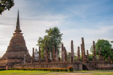 The most beautiful Viewpoint Historic temple of Sukhothai Historical Park, Thailand.