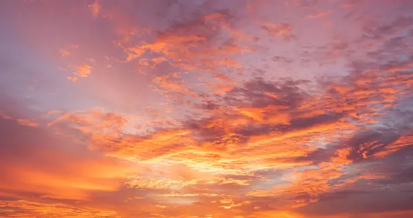 Panoramic view of sunset golden and blue sky nature background.Colorful dramatic sky with cloud at sunset.Sky background.Sky with clouds at sunset.