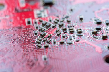 Özet olarak, anakart elektronik arkaplanı kapat. (mantık kartı, Cpu ana kartı, devre, sistem kartı, mobo)