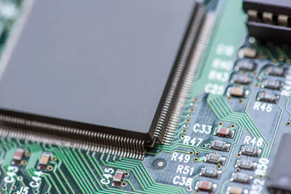 Özet olarak, anakart elektronik arkaplanı kapat. (mantık kartı, Cpu ana kartı, devre, sistem kartı, mobo)