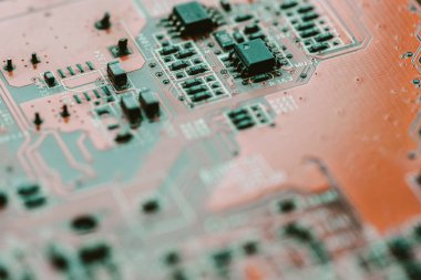 Özet olarak, anakart elektronik arkaplanı kapat. (mantık kartı, Cpu ana kartı, devre, sistem kartı, mobo)