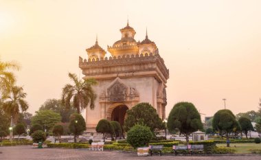 Güzel mimari Patuxay (zafer kapısı) Vientiane, Laos