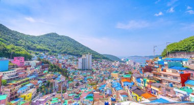 Panorama, en güzel bakış açısı Gamcheon Kültür Köyü Busan (pusan), Güney Kore