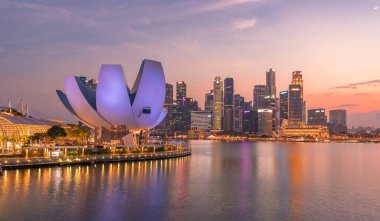 Singapur, 31 Ağustos: En güzel Bakış açısı marinası, Asya iş konsepti imajı, Singapur 'daki panoramik modern şehir manzarası.