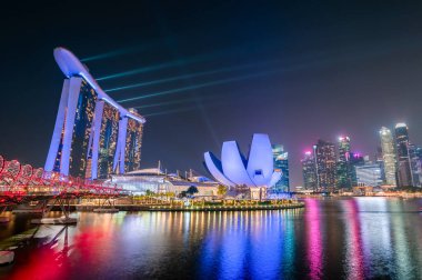 Singapur, 31 Ağustos: En güzel Bakış açısı marinası, Asya iş konsepti imajı, Singapur 'daki panoramik modern şehir manzarası.