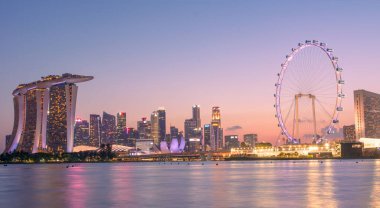 En güzel Viewpoint marina körfezi, Asya iş konsepti imajı, Singapur 'daki panoramik modern şehir manzarası..