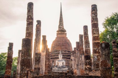 The most beautiful Viewpoint Historic temple of Sukhothai Historical Park, Thailand.