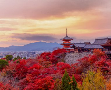 Kiyomizu-dera 'nın en güzel bakış açısı Japonya' nın Kyoto kentinde popüler bir turizm merkezidir..