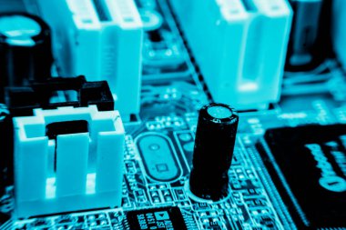 Özet olarak, anakart elektronik arkaplanı kapat. (mantık kartı, Cpu ana kartı, devre, sistem kartı, mobo)