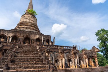 The most beautiful Viewpoint Historic temple of Sukhothai Historical Park, Thailand.