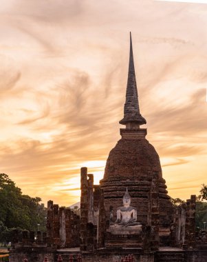 The most beautiful Viewpoint Historic temple of Sukhothai Historical Park, Thailand.