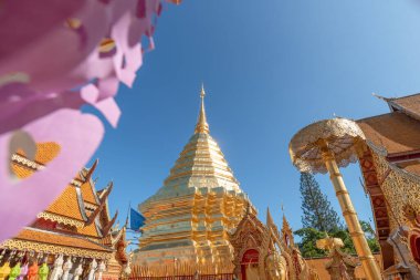 Chiang Mai, Tayland 'daki Budist tapınağı Doi Suthep' in en güzel bakış açısı. 