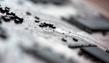 Özet olarak, anakart elektronik arkaplanı kapat. (mantık kartı, Cpu ana kartı, devre, sistem kartı, mobo)