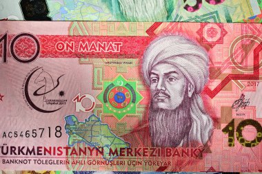 some current banknotes of the asian country of Turkmenistan