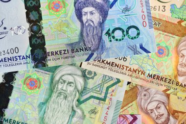 some current banknotes of the asian country of Turkmenistan
