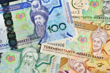 some current banknotes of the asian country of Turkmenistan