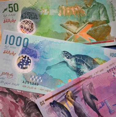 some current banknotes from the maldives islands clipart