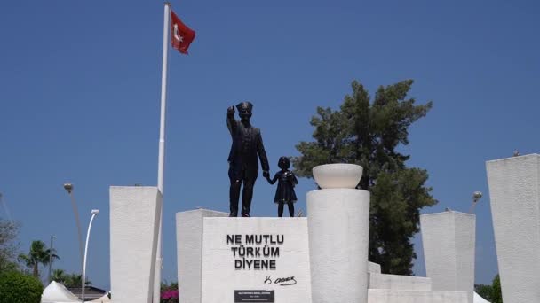 Fethiye Türkiye Ağustos 2023 Türkiye Cumhuriyeti Nin Kurucusu Mustafa Kemal — Stok video