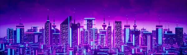Metaverse Stad Cyberpunk Concept Render — Stockfoto