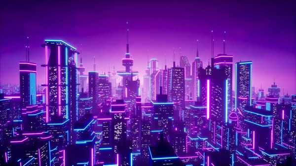 Ciudad Metáfora Concepto Cyberpunk Render — Foto de Stock