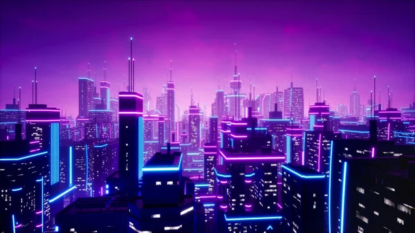 Ciudad Metáfora Concepto Cyberpunk Render —  Fotos de Stock