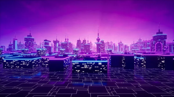 Metaverse Cidade Conceito Cyberpunk Render — Fotografia de Stock