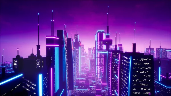 Ciudad Metáfora Concepto Cyberpunk Render — Foto de Stock