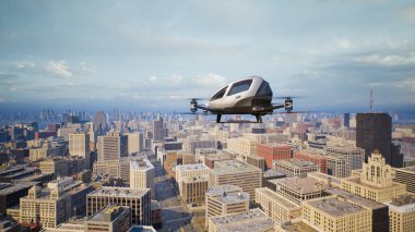 Kentte otonom sürücüsüz hava aracı uçuyor.