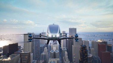 Kentte otonom sürücüsüz hava aracı uçuyor.