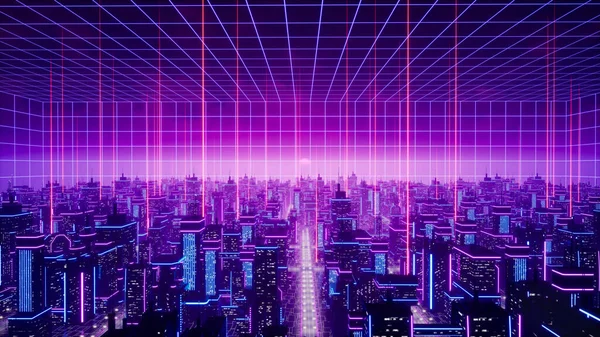Metaverse City Und Cyberpunk Konzept Darstellung — Stockfoto