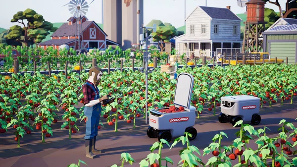 Metaverzní Avatary Lidí Kteří Učí Zvyšovat Zemědělskou Produktivitu Chytré Farmě — Stock fotografie