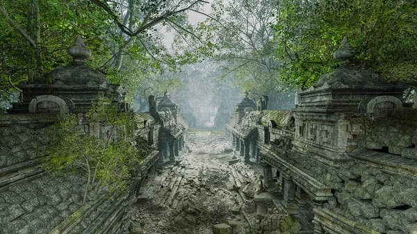 Oude Tempel Ruïnes Renderen Stockfoto