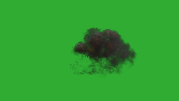 Морда Боевого Корабля Вспышка Зеленом Экране Черном Фоне Альфа Канал — стоковое видео