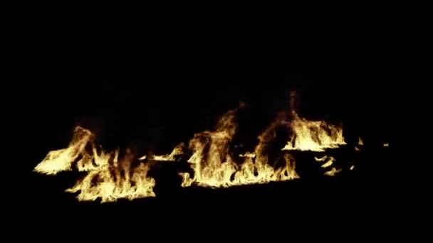 Fire Burning Rubble Black Background — Stock Video