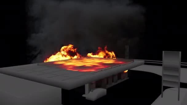 Escena Burlona Con Fuego Ardiendo Gasolinera — Vídeo de stock