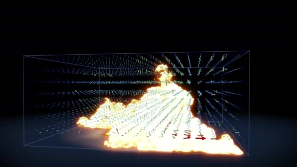 Simulação Seta Mapa Calor Com Explosão Fogo — Vídeo de Stock