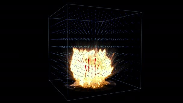 Simulación Flecha Mapa Calor Con Explosión Fuego — Vídeo de stock