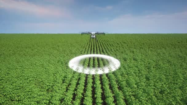 Drone Agricultura Usando Lidar Digitalização Para Pulverizar Fertilizante Nos Campos — Vídeo de Stock