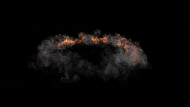 Explosion Onde Choc Fumée Sur Fond Noir Canal Alpha Vert — Video