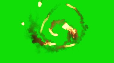 Yeşil arka planda dolaşan ateş topları