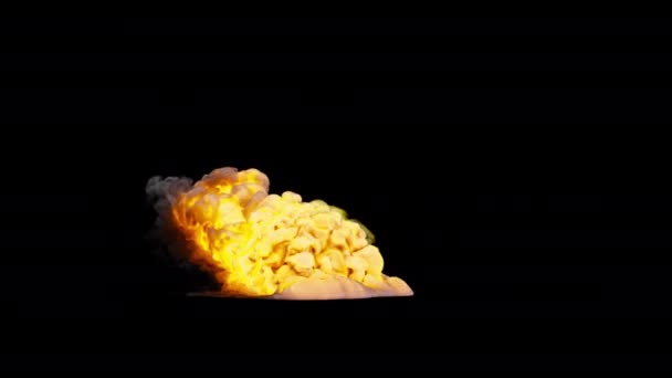 Siyah Arkaplanda Alfa Kanallı Tünelde Yangın Patlaması — Stok video
