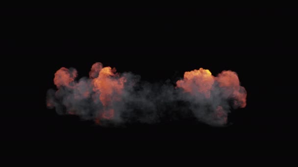 Пожежна Ударна Хвиля Чорному Тлі Альфа Каналом — стокове відео