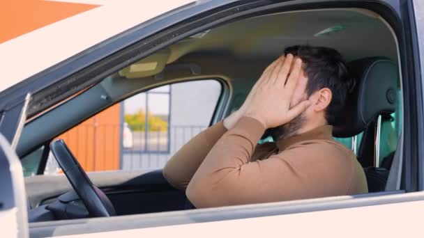 Vehicle Bearded Middle Age Person Illness Headache Migraine Single Person — Stock Video