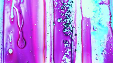 Soyut boya mürekkebi hareket halinde. Akışkan sanat çizimi videosu, renkli dalgalı soyut akrilik doku. Yağlı boya, yavaş çekim, seçici odaklanma, dağılmış,