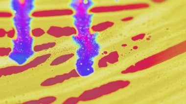 4K pembe ve turkuaz renkli. Çok renkli Parlak Parçacıklar. renk gradyanı, sıvı soyut, seçici odak, dağılmış,