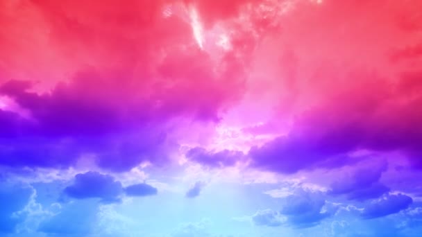 Сказочное Небо Невероятных Ярких Красках Солнце Смотрит Сквозь Облака Абстрактный — стоковое видео