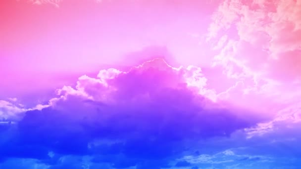 Unrealistically Bright Sky Violet Lilac Blue Colors Clouds Lie Top — Stockvideo
