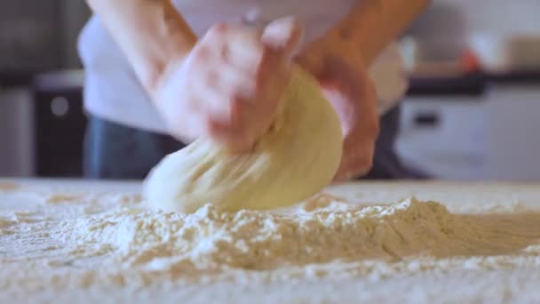 Close Making Dough Female Hands Bakery Shot Hands Woman Bakery — Stock Video