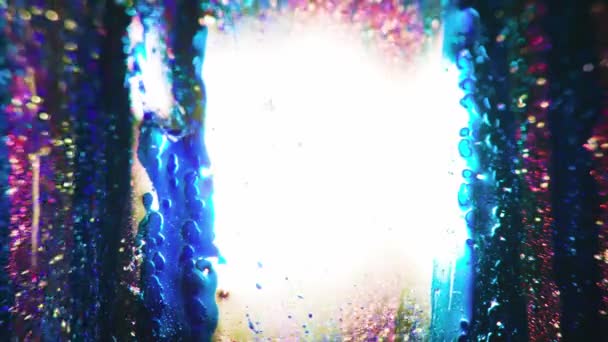 Experimentați Magia Culorii Vopsele Ulei Strălucitoare Albastru Roz Curg Grațios — Videoclip de stoc